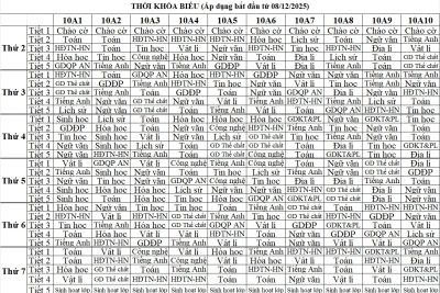 Thời khóa biểu lần 6